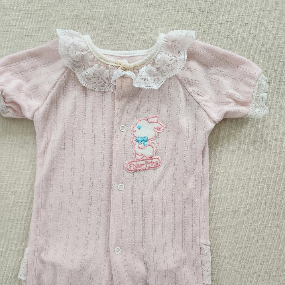 Vintage Bunny Pink Footed PJs 9-12 months